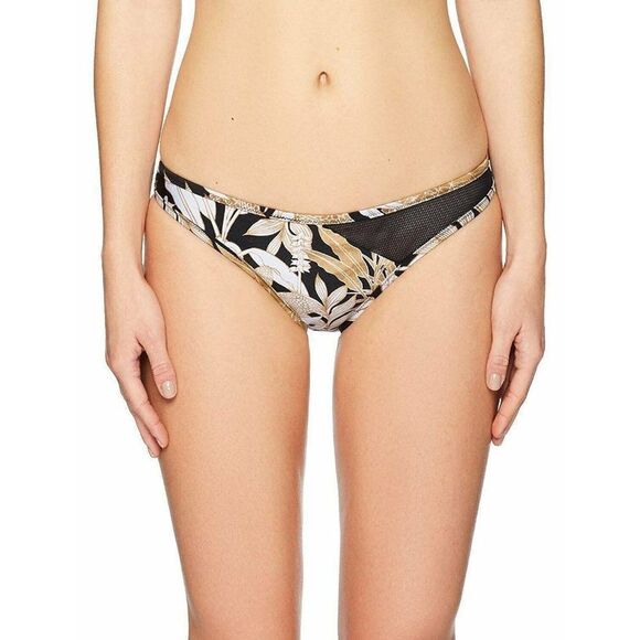MINKPINK Tropical Punch Black/Gold Mesh Contrast Bikini Bottoms Medium - Picture 1 of 3